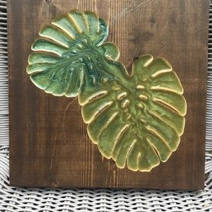Banana leaf II , wooden wall art with resin